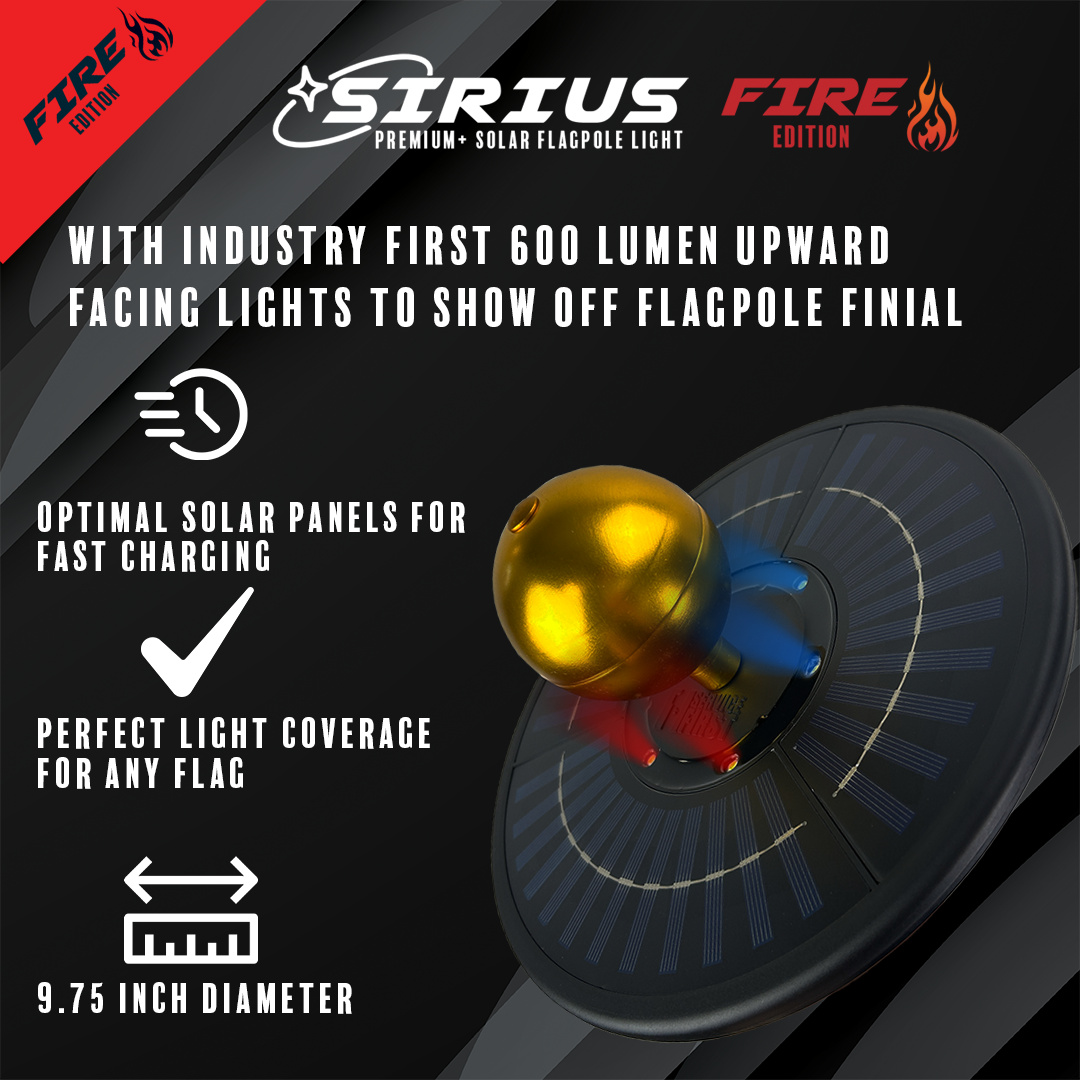 Sirius FIRE Solar Power Flagpole Light