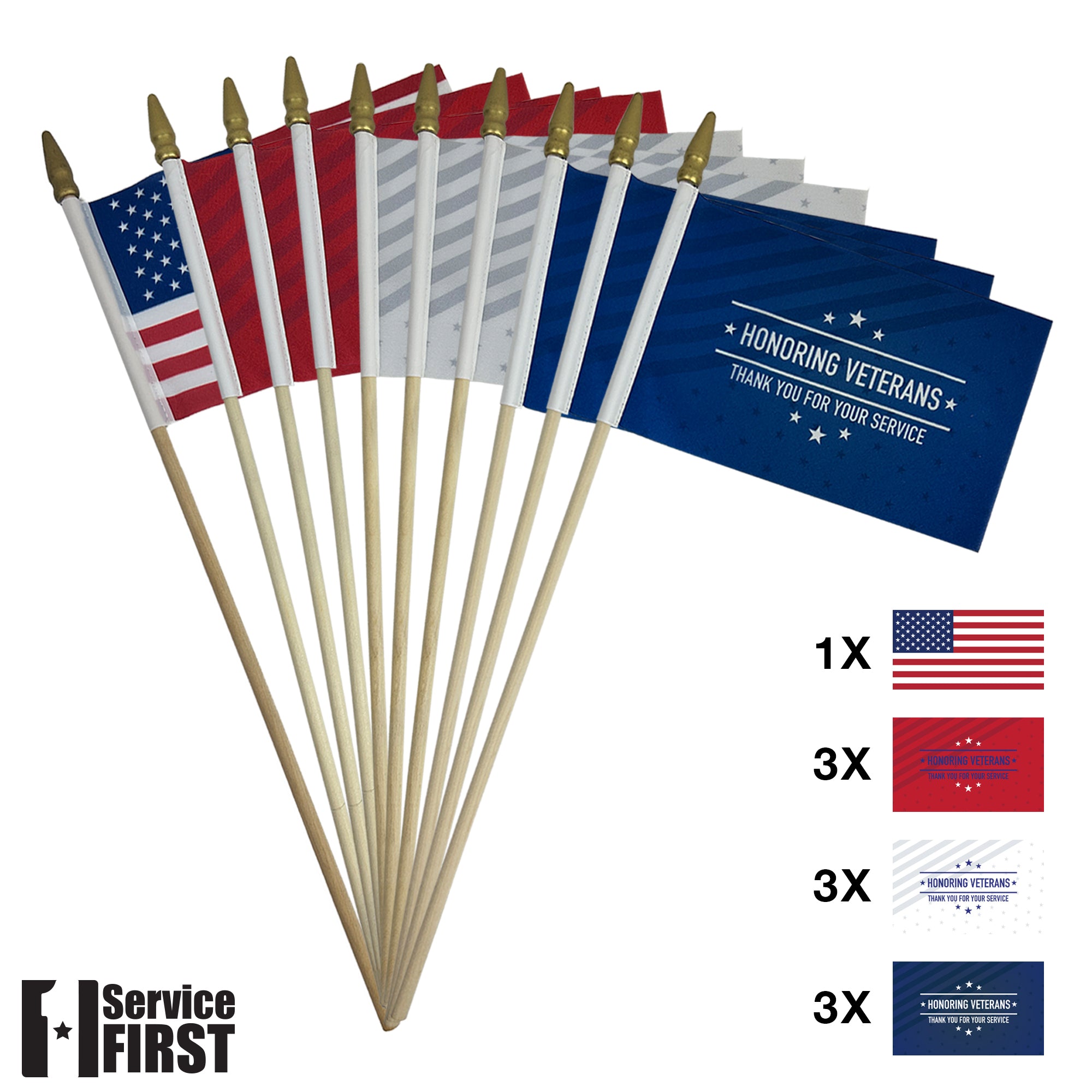 18" USA, Veteran Flag 10 pack