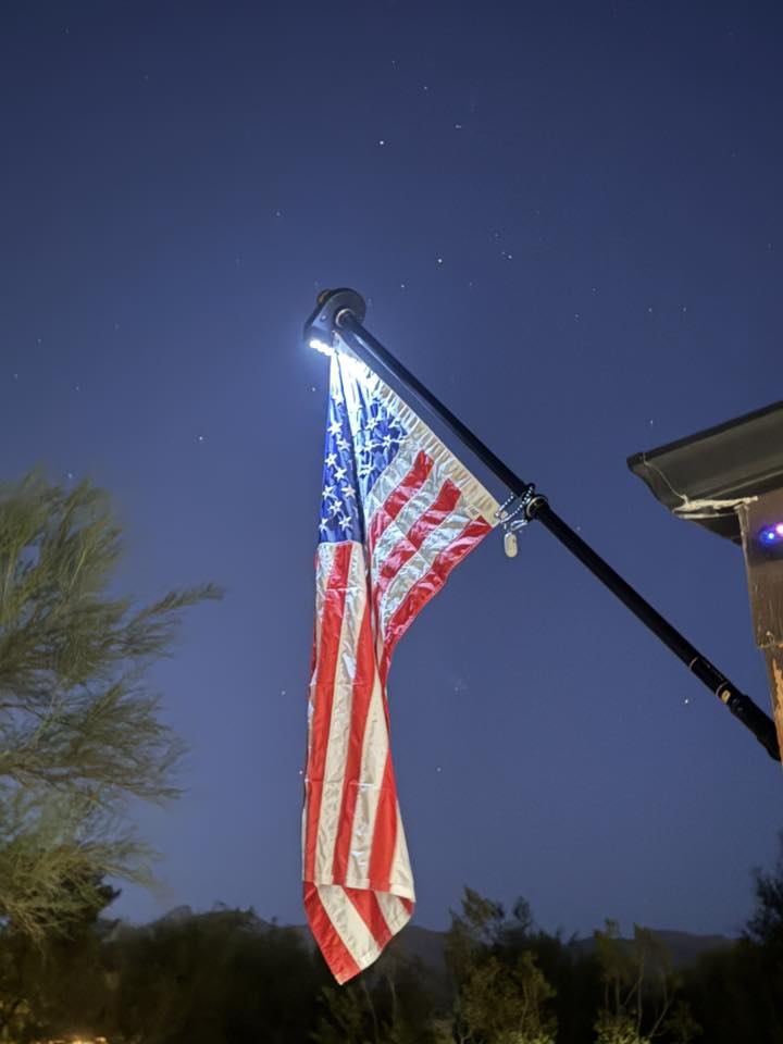 Wall Mount Flagpole Solar Power Light