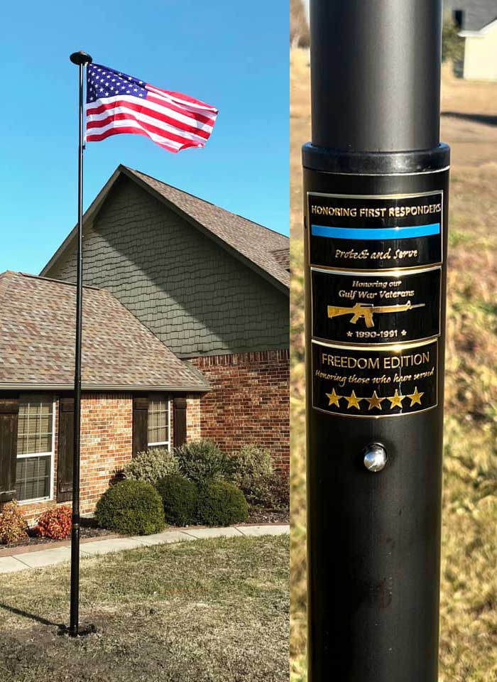 Memorial Flagpole Plaques Gold/Black