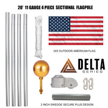 Load image into Gallery viewer, 20&#39; Delta Sectional (Silver) Flagpole Kit
