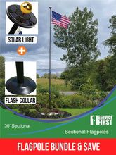 Load image into Gallery viewer, (Bundle) 30&#39; Delta Sectional Flagpole Bundle &quot;Freedom Edition&quot; BLACK (Pole, Light &amp; Flash Collar)
