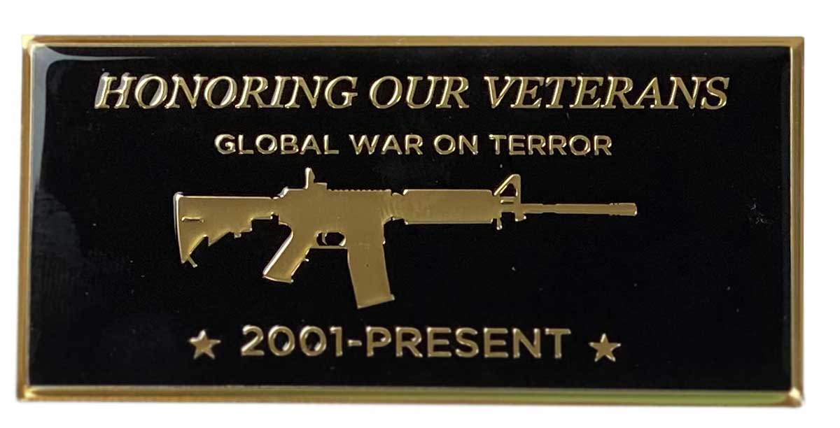 Memorial Flagpole Plaques Gold/Black